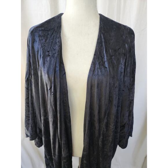 Free People Black Velvet Kimono Jacket Open Boho Witchy Whimsigoth fairy S Baggy - Picture 4 of 12